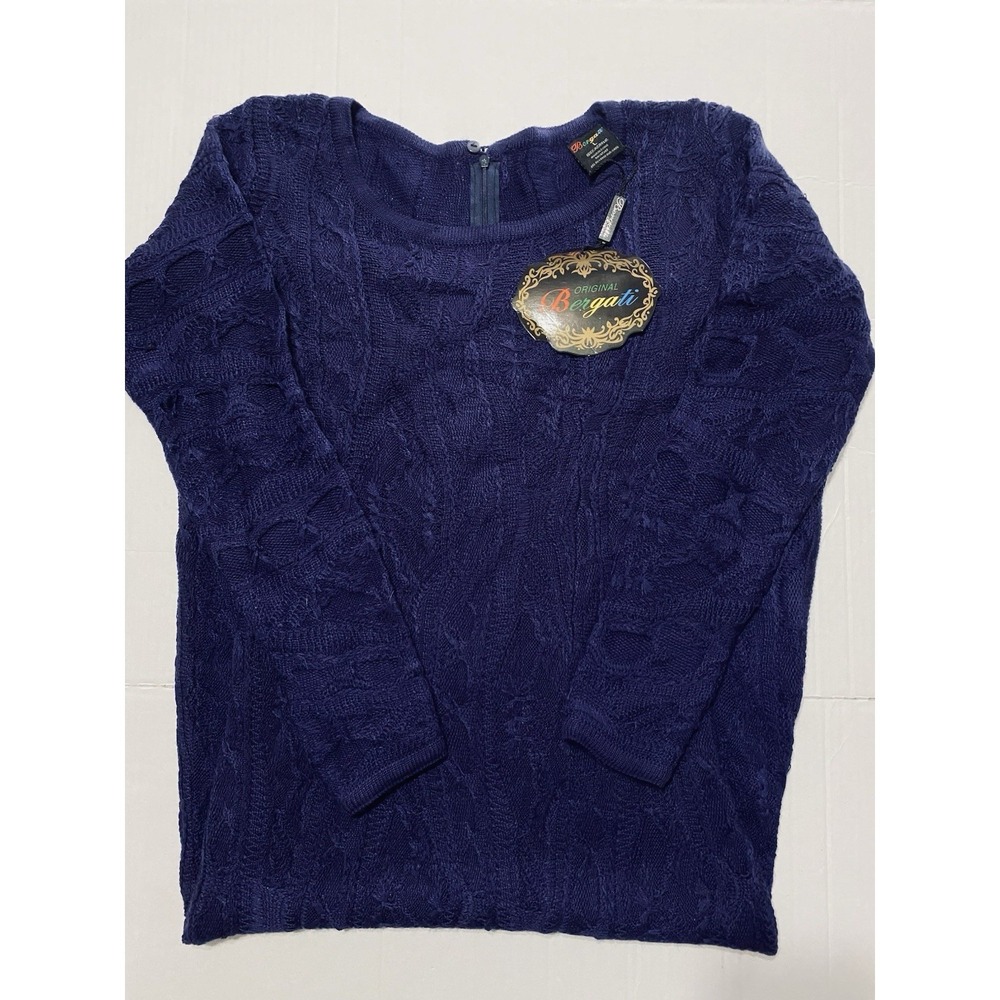 NWT Bergati Dress Women's L Purple Long Sleeve‎ Knit Textured Pullover Slit Y2K